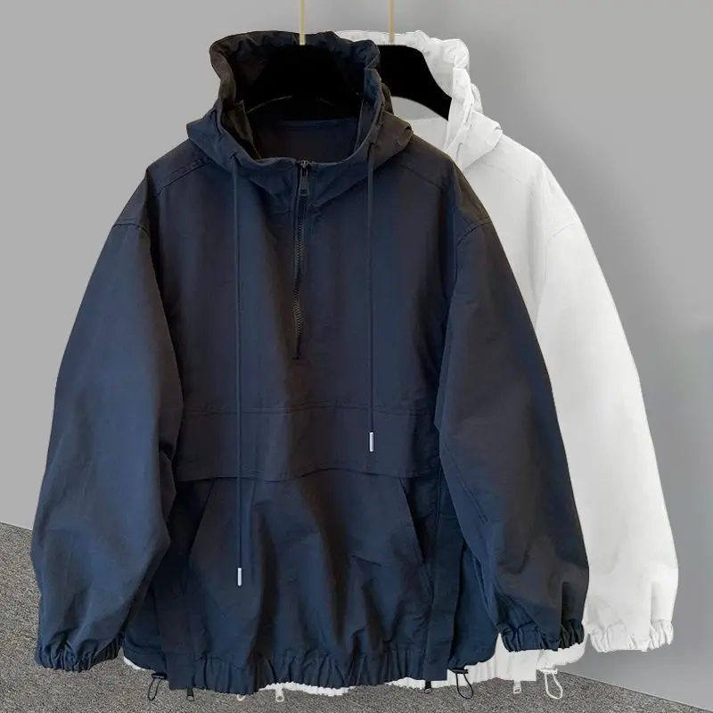 Осенне-зимняя мужская ветровка большого размера, 300 гр, однотонная, с капюшоном, в корейском стиле, на молнии, с разрезами, свободного кроя
Осенне-зимняя мужская ветровка большого размера, 300 гр, однотонная, с капюшоном, в корейском стиле, на молнии, с разрезами, свободного кроя