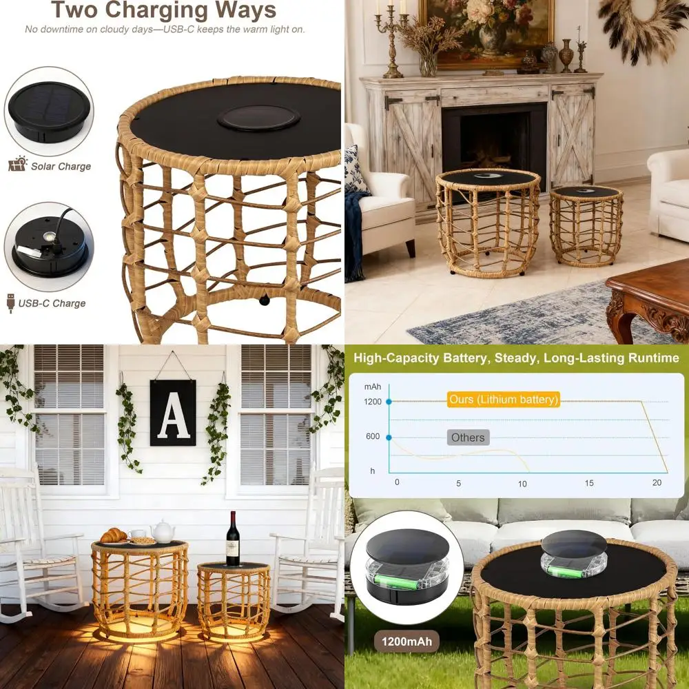 Всепогодные плетеные приставные столики-гнезда, комплект из 2 штук, водонепроницаемые круглые акцентные столики для улицы, патио, веранды, сада, балкона, натурального цвета
Всепогодные плетеные приставные столики-гнезда, комплект из 2 штук, водонепроницаемые круглые акцентные столики для улицы, патио, веранды, сада, балкона, натурального цвета