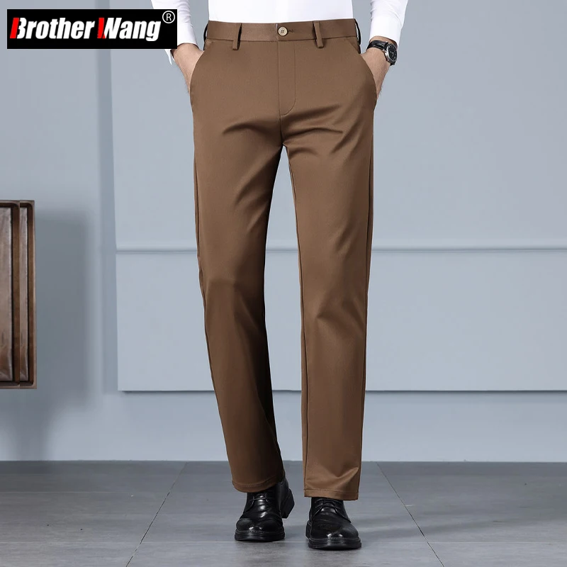 2023 Autumn New Brown Men's Trousers Classic High Waist Twill Regular Straight Business Office Casual Pants Brand male Clothes
2023 Autumn New Brown Men's Trousers Classic High Waist Twill Regular Straight Business Office Casual Pants Brand male Clothes
