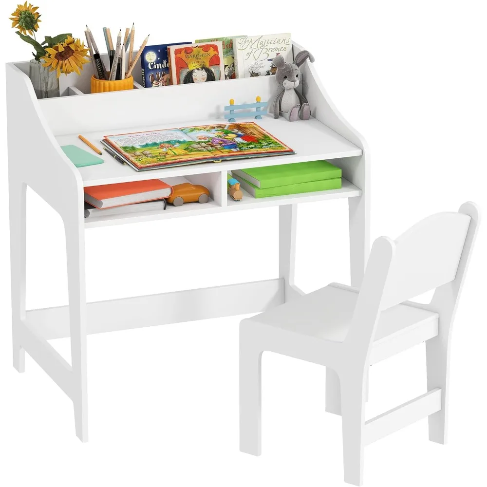 Kids Desk and Chair Set, Study Desk for Kids with Storage and Shelves, Wooden Children Writing Table for Bedroom
Kids Desk and Chair Set, Study Desk for Kids with Storage and Shelves, Wooden Children Writing Table for Bedroom