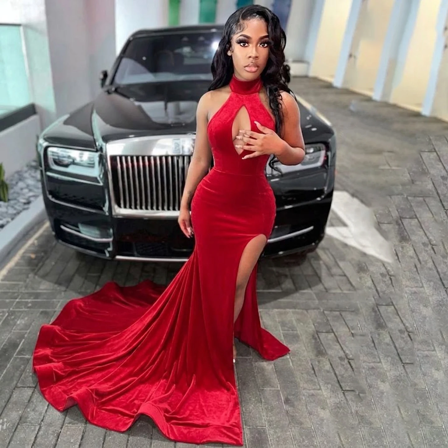 Radia May Customized Sexy Red Mermaid Prom Dresses Halter High Split Formal Party Gowns BP059
Radia May Customized Sexy Red Mermaid Prom Dresses Halter High Split Formal Party Gowns BP059