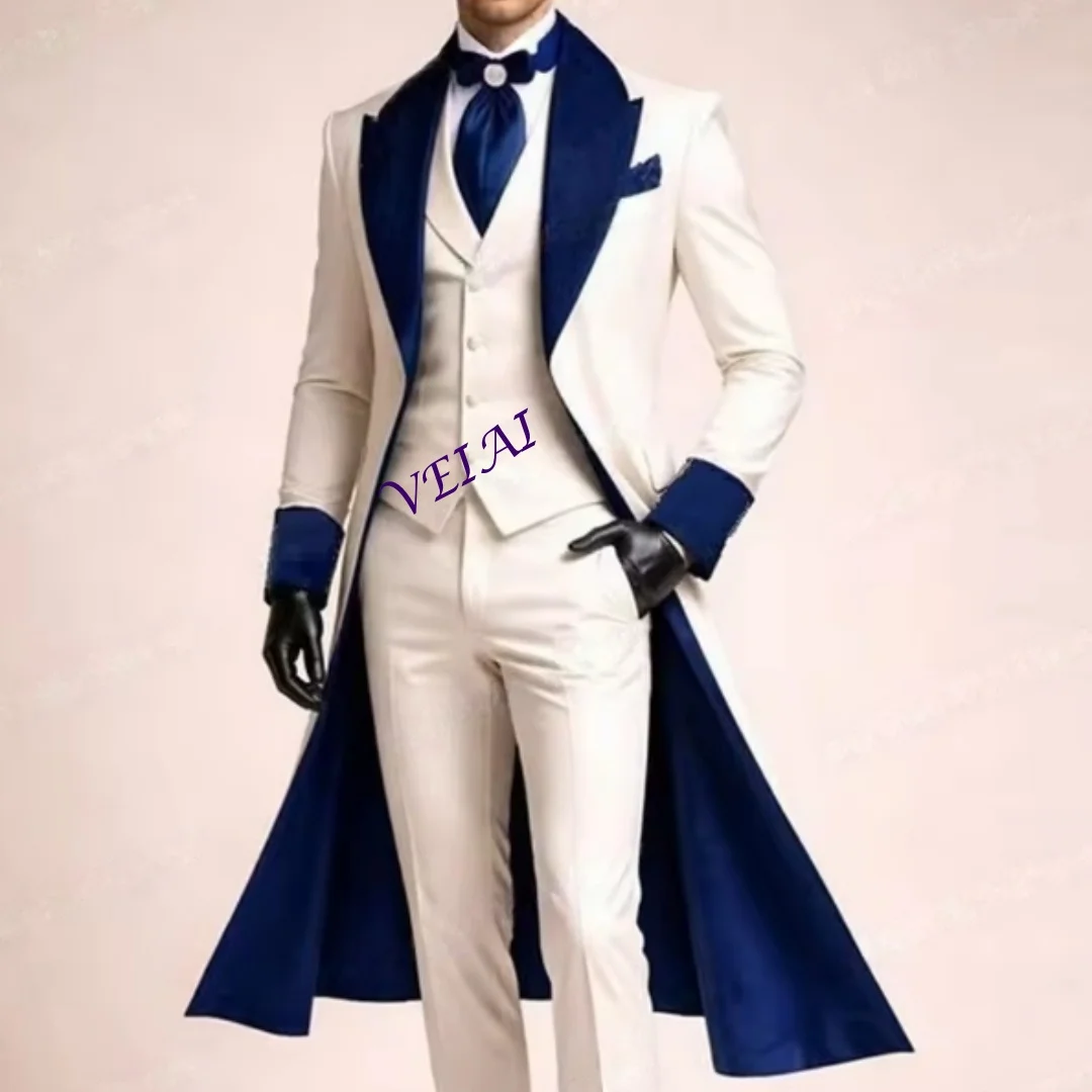 CustomizedWhite And Blue Formal Long Men Suit Groom Groomsman Wedding Party Prom Business Male Tuxedos 3 Piece Set Blazer Vest P
CustomizedWhite And Blue Formal Long Men Suit Groom Groomsman Wedding Party Prom Business Male Tuxedos 3 Piece Set Blazer Vest P