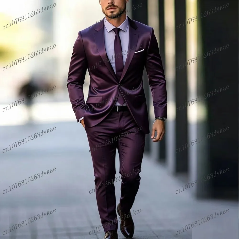 New Purple Acetate Satin Men Suit Party Prom Special Business Groom Groomsman Wedding Male Tuxedos 2 Piece Set Blazer Pants
New Purple Acetate Satin Men Suit Party Prom Special Business Groom Groomsman Wedding Male Tuxedos 2 Piece Set Blazer Pants