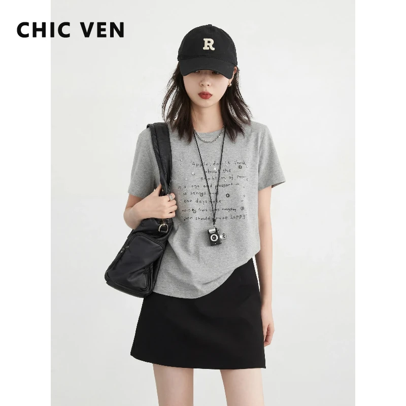 CHIC VEN Korean Women T-Shirts Casual Slim Ladies Tops Letter Printed Short Sleeves Girl Tees Pullover Summer 2026 Clothing
CHIC VEN Korean Women T-Shirts Casual Slim Ladies Tops Letter Printed Short Sleeves Girl Tees Pullover Summer 2026 Clothing