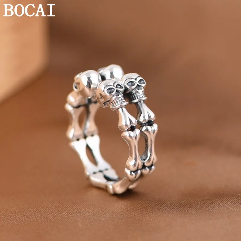 BOCAI S925 Sterling Silver Jewelry Vintage Punk Skull Head Ring Men's And Women's Selected Gifts
BOCAI S925 Sterling Silver Jewelry Vintage Punk Skull Head Ring Men's And Women's Selected Gifts