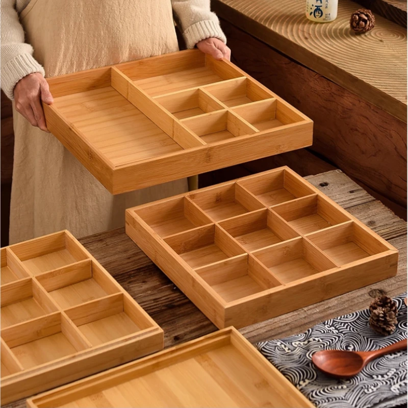 Bamboo Serving Tray Creative Divided Platter for BBQ and Vegetables Multi-Compartment Food Storage Tray Restaurant Serving Board 
Bamboo Serving Tray Creative Divided Platter for BBQ and Vegetables Multi-Compartment Food Storage Tray Restaurant Serving Board