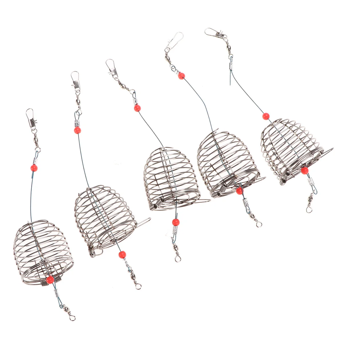 5 pcs Fishing Bait Cages Stainless Steel 3 Sizes Spring Lid Traps Portable Live Feeder Cage for Catching Fish Shrimp 
5 pcs Fishing Bait Cages Stainless Steel 3 Sizes Spring Lid Traps Portable Live Feeder Cage for Catching Fish Shrimp