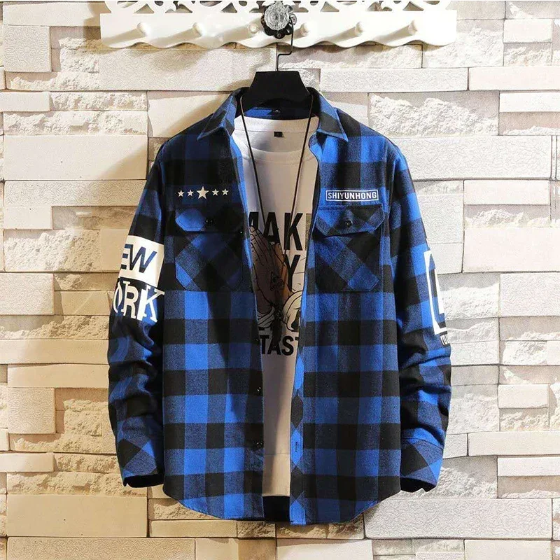 Men's Streetwear Thick Shirts Men Clothing Harajuku Color Block Plaid Shirt Long Sleeve Male Vintage Korean Fashions Clothes
Men's Streetwear Thick Shirts Men Clothing Harajuku Color Block Plaid Shirt Long Sleeve Male Vintage Korean Fashions Clothes