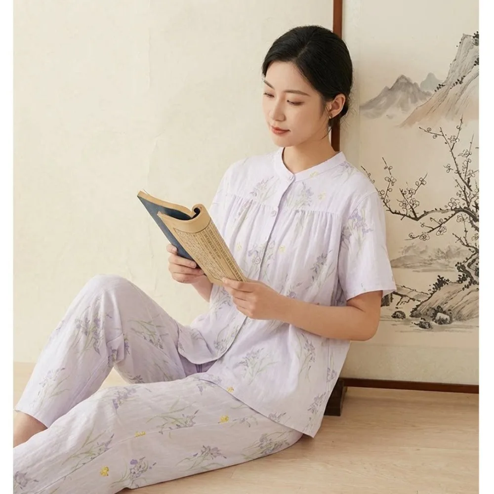 100% Cotton Women's Home Clothes Short Sleeve Sleepwear Summer Suit Pajamas for Woman Floral 2 Piece Set Night Wear for Ladies
100% Cotton Women's Home Clothes Short Sleeve Sleepwear Summer Suit Pajamas for Woman Floral 2 Piece Set Night Wear for Ladies