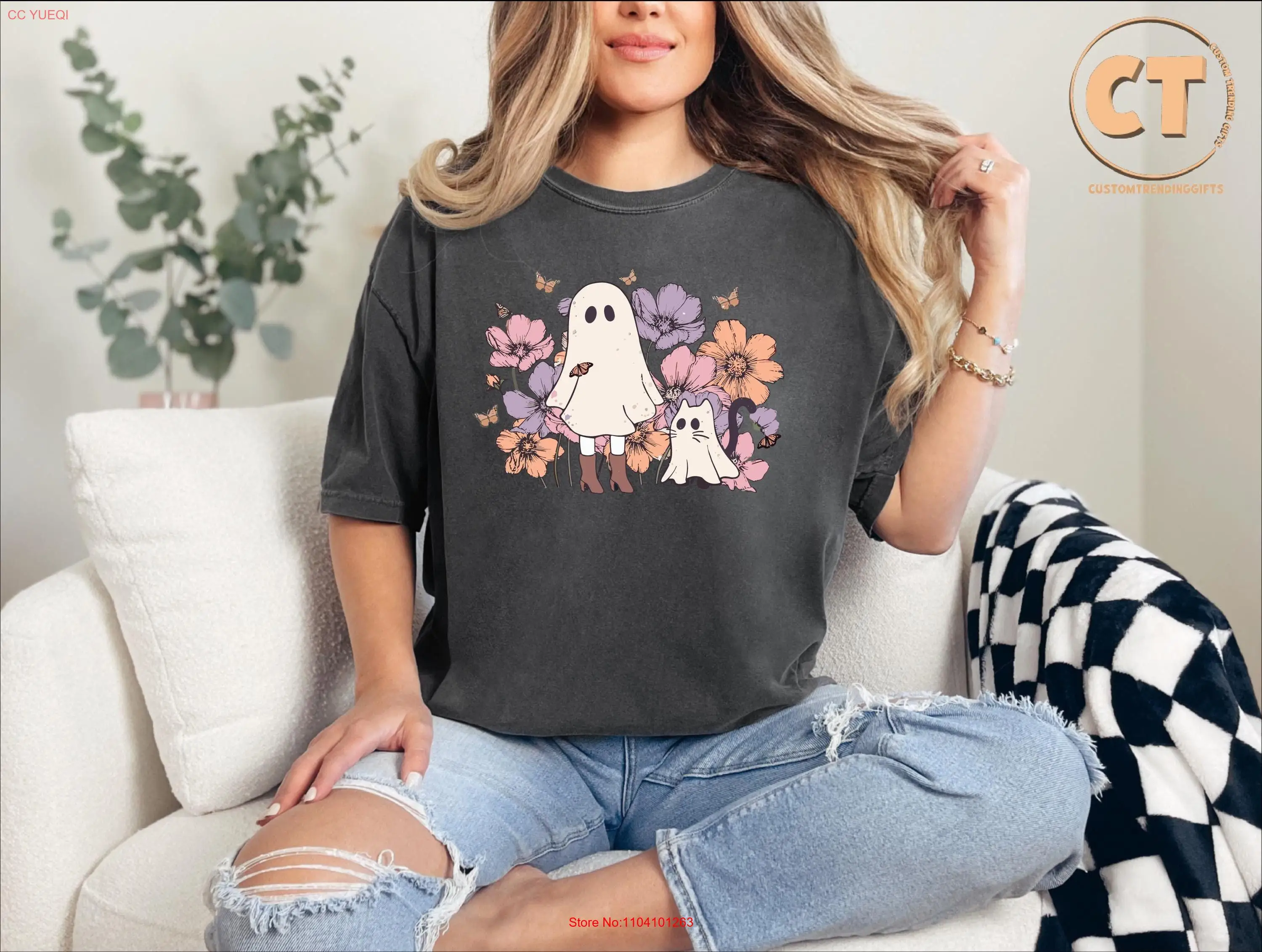 Spooky Cat and Girl Comfort Colors T Shirt Halloween For Lover Floral Mom Fall Season long or short sleeves 
Spooky Cat and Girl Comfort Colors T Shirt Halloween For Lover Floral Mom Fall Season long or short sleeves