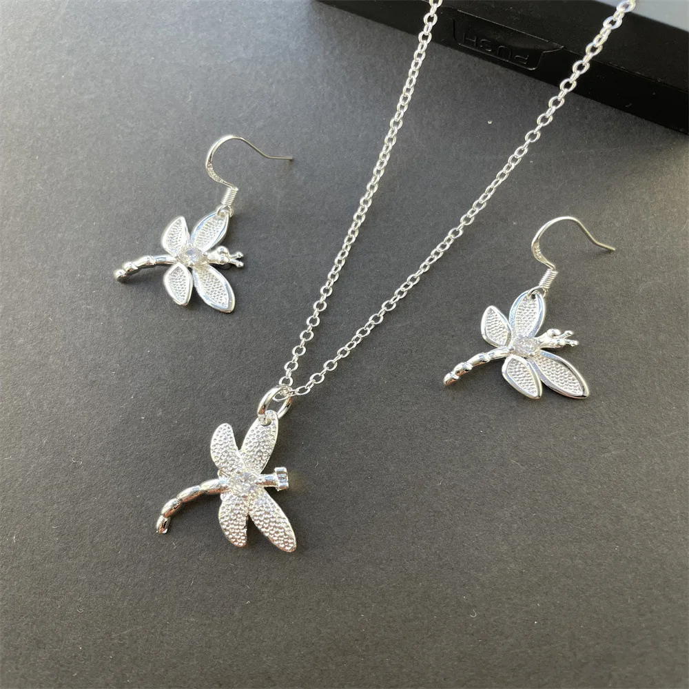 925 Sterling Silver Stylish Simple Dragonfly Necklace Earrings Set, Birthday Party Anniversary Gift, Daily Commuter Jewelry
925 Sterling Silver Stylish Simple Dragonfly Necklace Earrings Set, Birthday Party Anniversary Gift, Daily Commuter Jewelry