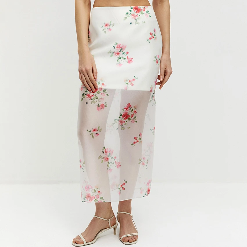 Linad Elegant Flower Print Straight Long Skirts Summer Sexy See Through Mid-Calf Skirts Street Chic High Waist Slim Skirt 2025
Linad Elegant Flower Print Straight Long Skirts Summer Sexy See Through Mid-Calf Skirts Street Chic High Waist Slim Skirt 2025