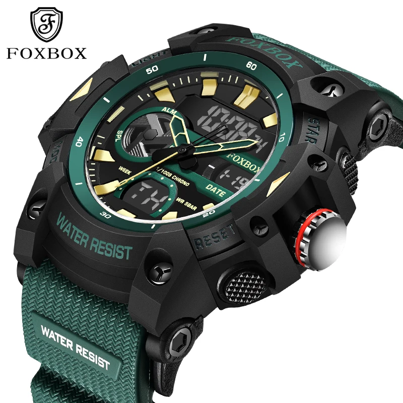 FOXBOX mens wristwatch luxury quartz casual fashion waterproof dual time display electronic sports military watches men reloj
FOXBOX mens wristwatch luxury quartz casual fashion waterproof dual time display electronic sports military watches men reloj