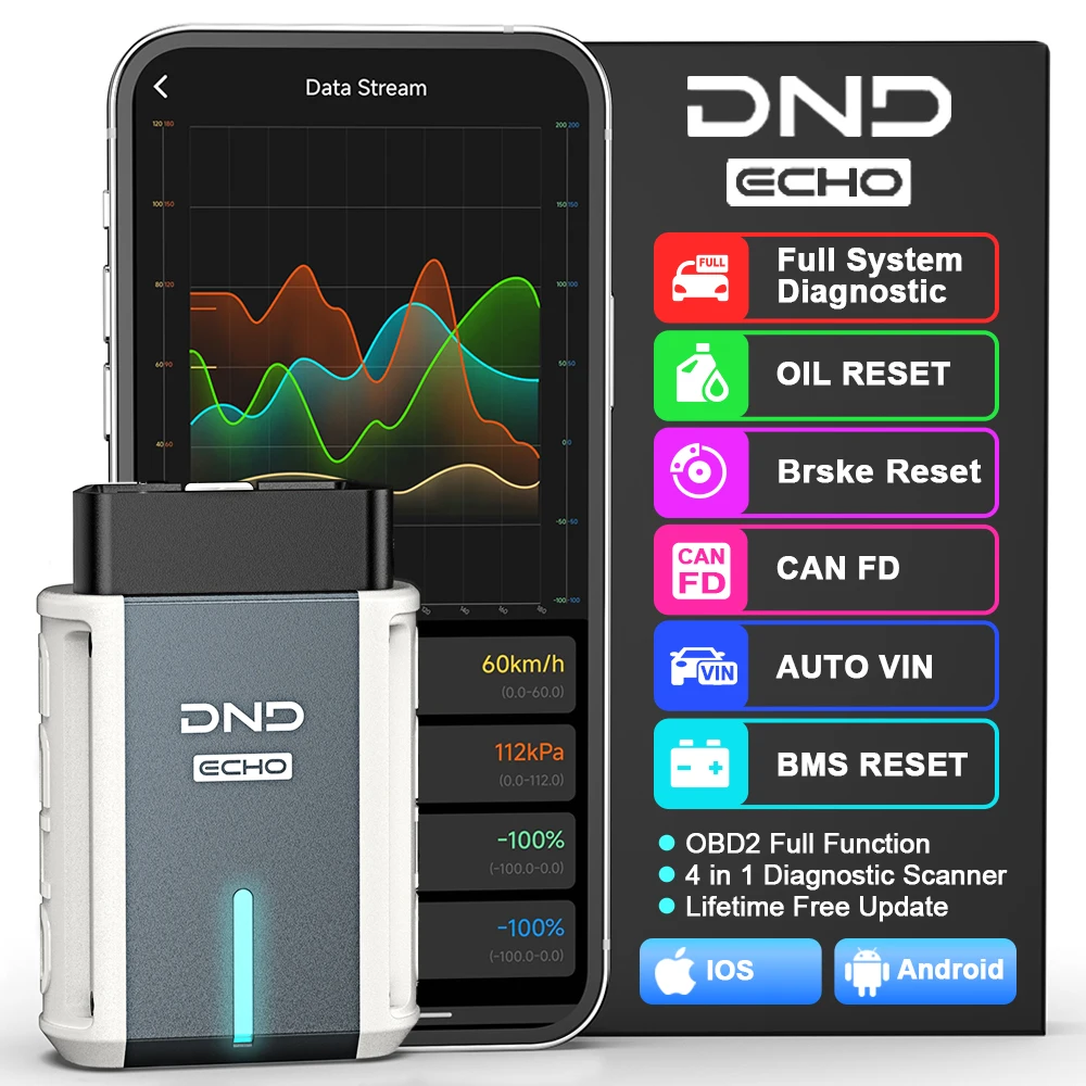 ANCEL DND ECHO Bluetooth OBD2 Scanner All System Diagnostic Scan Tool Oil BMS Brake EPB Reset For iOS & Android Check Engine
ANCEL DND ECHO Bluetooth OBD2 Scanner All System Diagnostic Scan Tool Oil BMS Brake EPB Reset For iOS & Android Check Engine 