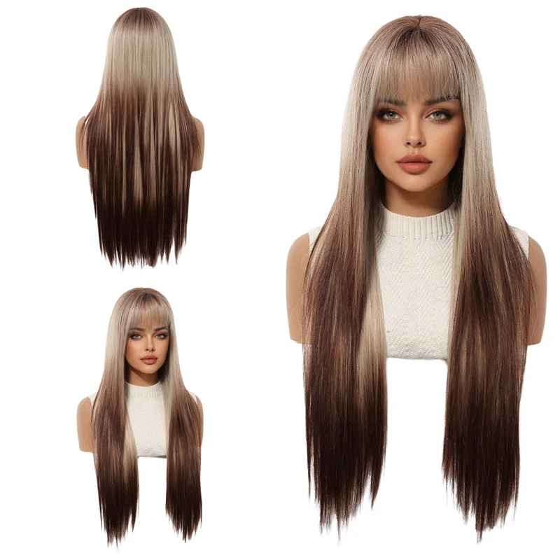 Long Straight Ombre Wig For Black Women Brown Blonde Gradient with Bangs Heat Resistant Synthetic Hair Natural Soft Daily Wear
Long Straight Ombre Wig For Black Women Brown Blonde Gradient with Bangs Heat Resistant Synthetic Hair Natural Soft Daily Wear