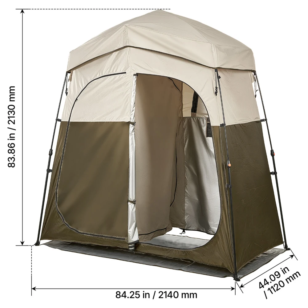 2-Room Portable Camping Shower Tent, Privacy Changing Tent, 150D Oxford Silver Coating, with Stakes, Ropes & Carry Bag
2-Room Portable Camping Shower Tent, Privacy Changing Tent, 150D Oxford Silver Coating, with Stakes, Ropes & Carry Bag