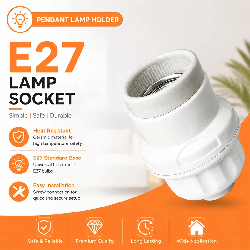 1PCS E27 Hanging Light Socket Lamp Holder Screw Bulb Base Thickened Lamp Socket for LED Bulbs Home Use
1PCS E27 Hanging Light Socket Lamp Holder Screw Bulb Base Thickened Lamp Socket for LED Bulbs Home Use