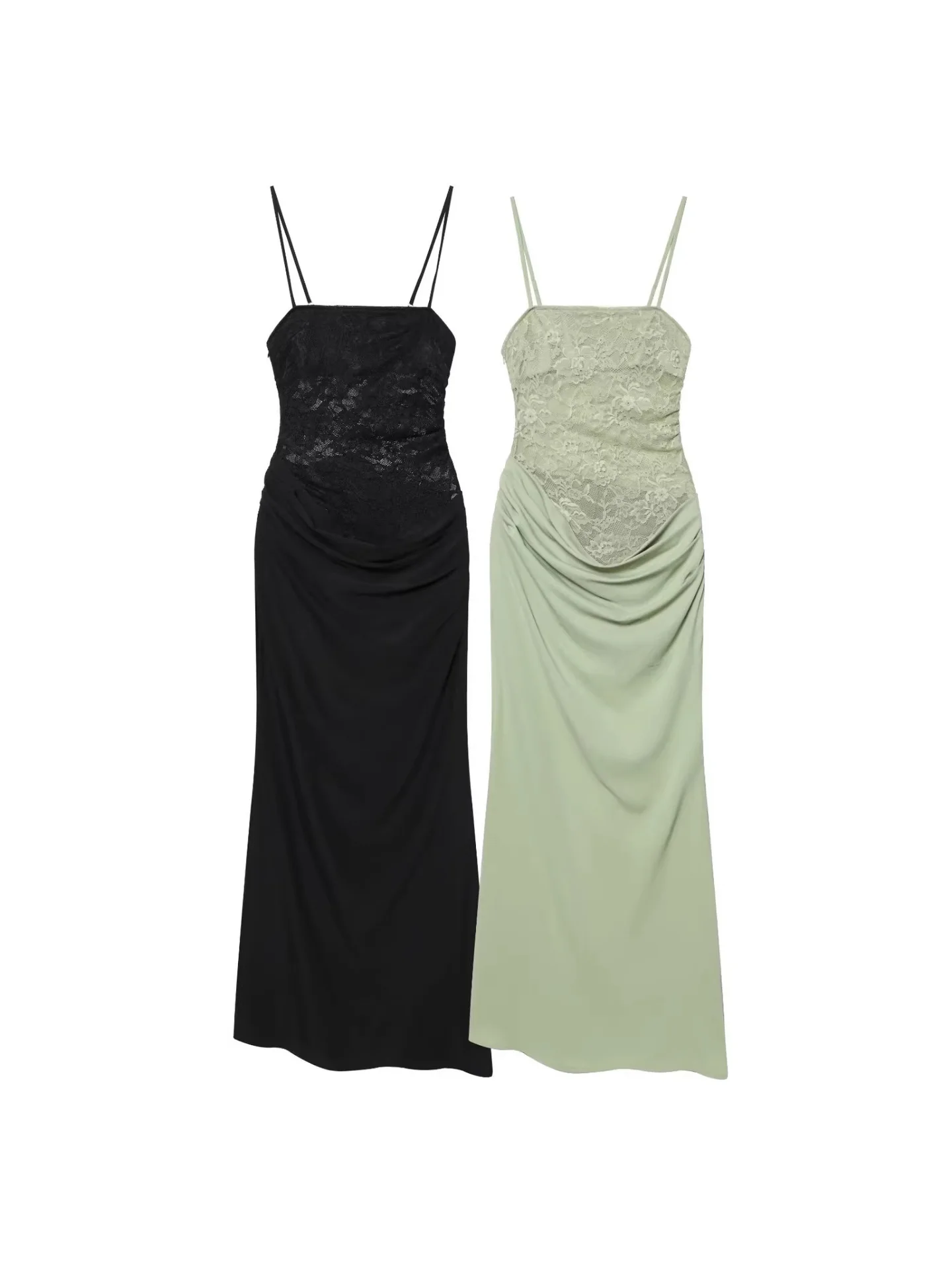 Withered Wrinkle Decoration Lace Patchwork Slim Camisole Dress Long Skirt Elegant Party Dresses Vestidos Women's Dress
Withered Wrinkle Decoration Lace Patchwork Slim Camisole Dress Long Skirt Elegant Party Dresses Vestidos Women's Dress