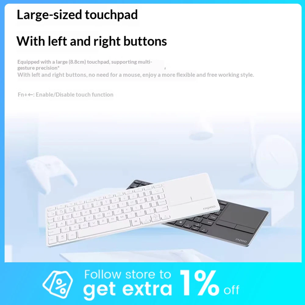 Клавиатура Rapoo E900T, три режима, 218 г, длительное время автономной работы, низкая задержка, сенсорная панель, левые и правые клавиши, аксессуары для ПК, подарки
Клавиатура Rapoo E900T, три режима, 218 г, длительное время автономной работы, низкая задержка, сенсорная панель, левые и правые клавиши, аксессуары для ПК, подарки