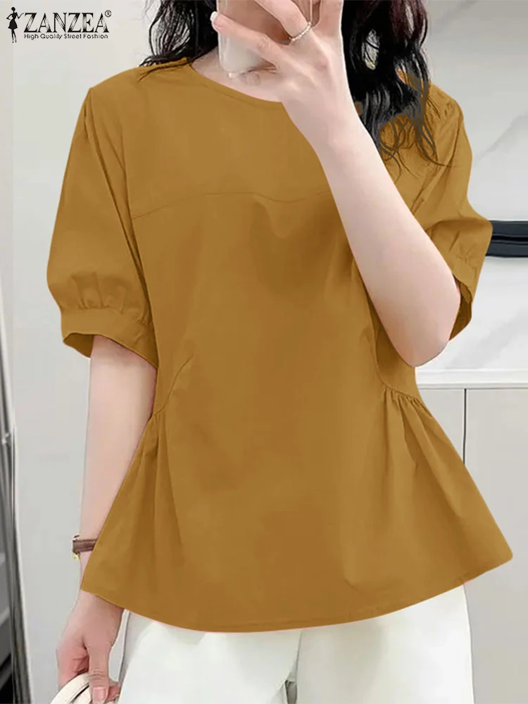 ZANZEA Woman Casual Blouses 2025 Summer Fashion Half Puff Sleeve O-Neck Gathering Detail Blusas Mujer Day Wear Solid Color Tops
ZANZEA Woman Casual Blouses 2025 Summer Fashion Half Puff Sleeve O-Neck Gathering Detail Blusas Mujer Day Wear Solid Color Tops