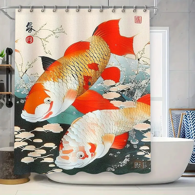 Яркая занавеска для душа с рыбой кои, современный домашний декор с восточным художественным дизайном
Яркая занавеска для душа с рыбой кои, современный домашний декор с восточным художественным дизайном