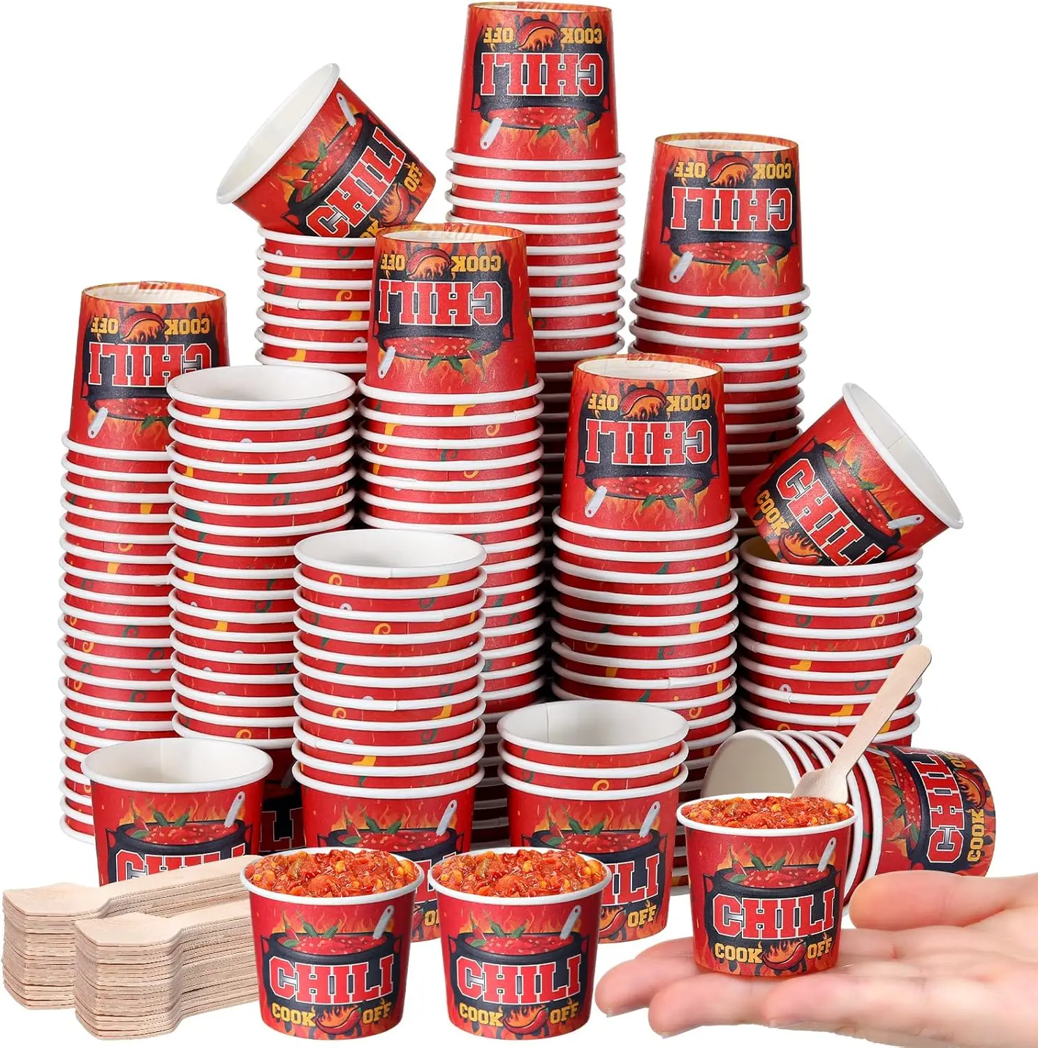 400 Pcs Chili Cook off Party Decorations, 200 Pcs 2 oz Mini Chili Cookoff Paper Cups and 200 Wooden Spoons Pepper Cook o
400 Pcs Chili Cook off Party Decorations, 200 Pcs 2 oz Mini Chili Cookoff Paper Cups and 200 Wooden Spoons Pepper Cook o