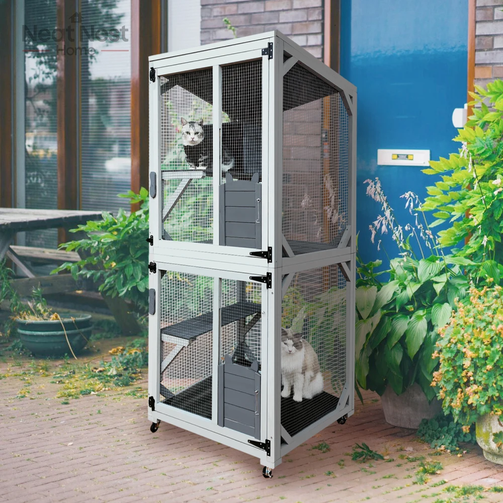 Wooden Catio Outdoor Cat Enclosure,Luxurious cat house with wheels,4 Platforms & Roof,Large Kitty Cat Condo Cage Shelter Playpen
Wooden Catio Outdoor Cat Enclosure,Luxurious cat house with wheels,4 Platforms & Roof,Large Kitty Cat Condo Cage Shelter Playpen