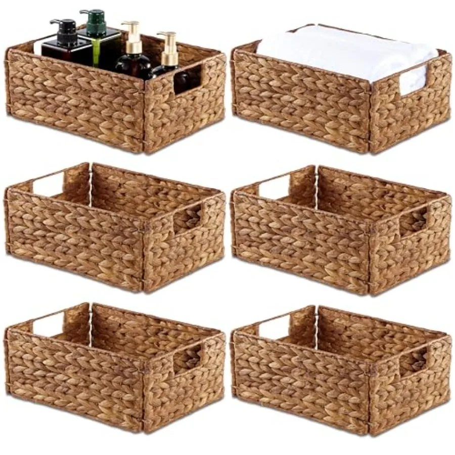 Wicker Storage Baskets Pack 6, Woven Baskets for Storage, Laundry Water Hyacinth Basket for Organizing with Carrying Handles, R
Wicker Storage Baskets Pack 6, Woven Baskets for Storage, Laundry Water Hyacinth Basket for Organizing with Carrying Handles, R