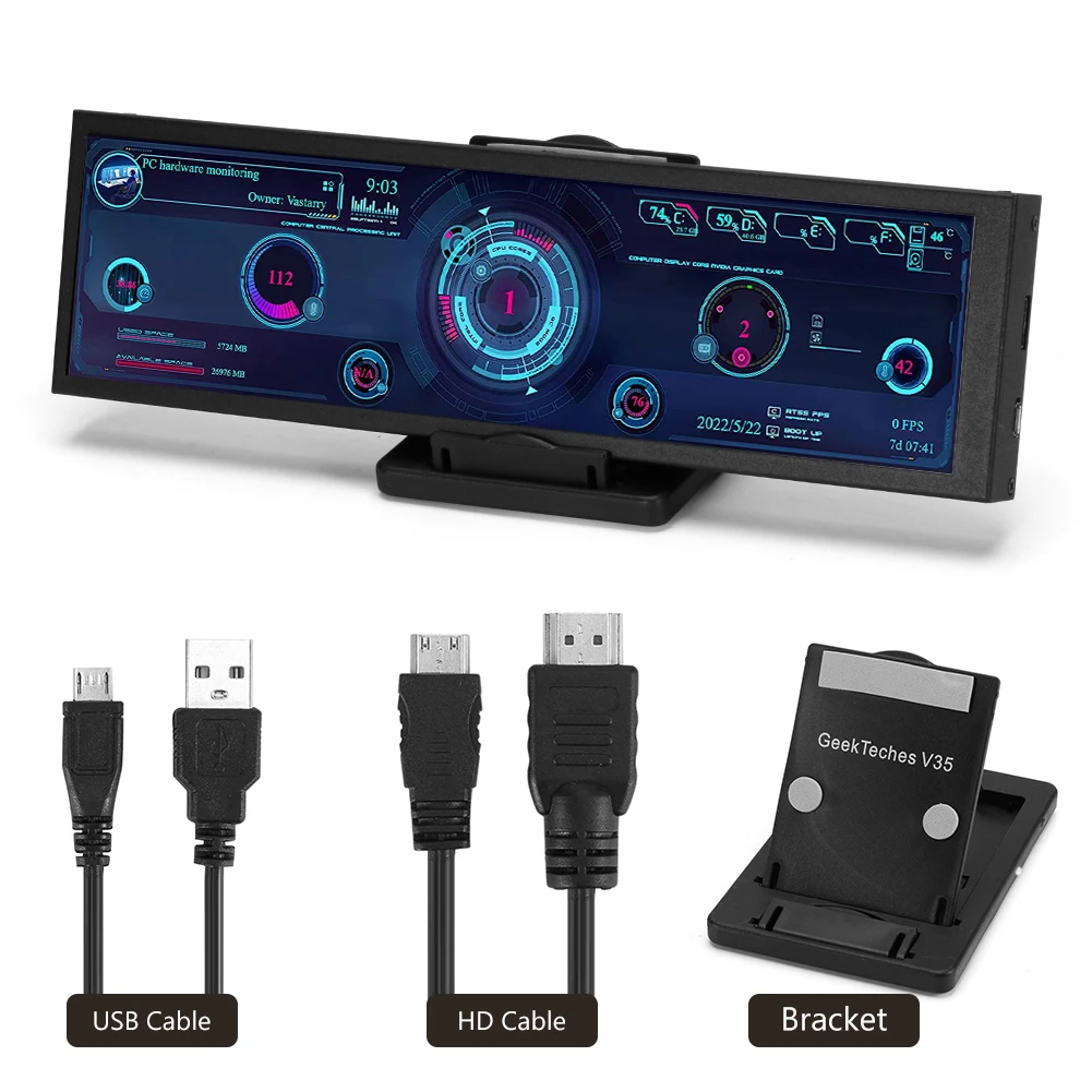 8.8 Inch Long Strip LCD Screen HDMI-compatible USB Port 1920*480 Secondary Monitor AIDA64 Sub Display CPU GPU SSD Information
8.8 Inch Long Strip LCD Screen HDMI-compatible USB Port 1920*480 Secondary Monitor AIDA64 Sub Display CPU GPU SSD Information