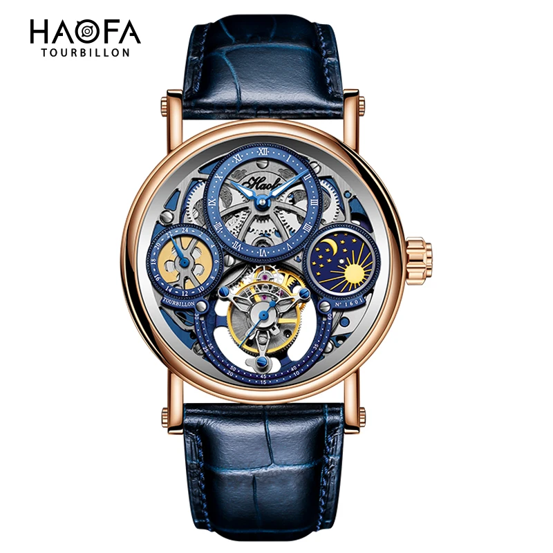 Haofa GMT Skeleton Tourbillon Механические мужские часы с ручным механизмом Светящиеся дневные и ночные часы для мужчин Роскошные 1601 
Haofa GMT Skeleton Tourbillon Механические мужские часы с ручным механизмом Светящиеся дневные и ночные часы для мужчин Роскошные 1601