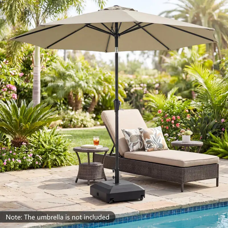 Outdoor Fillable Umbrella Base with Wheels Water Sand Weighted Umbrella Stand-Black
Outdoor Fillable Umbrella Base with Wheels Water Sand Weighted Umbrella Stand-Black