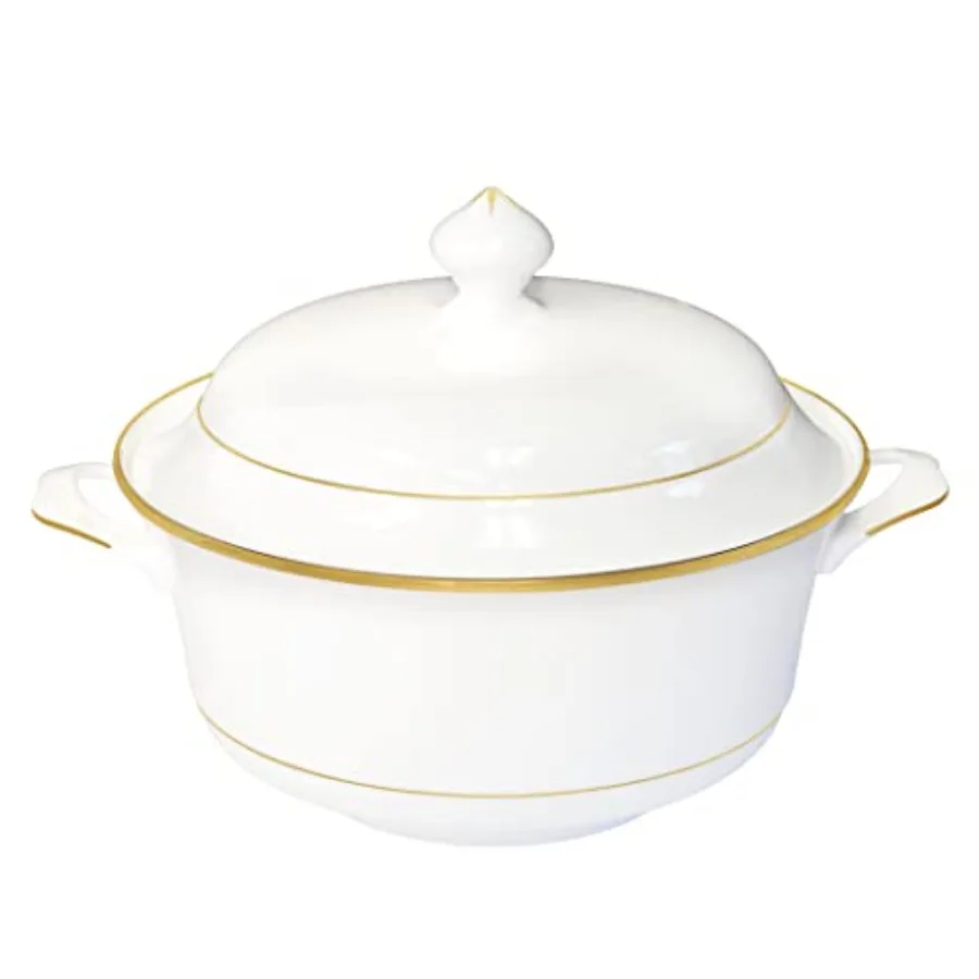 Bone China Soup Tureen with lid, 2.97QT, Gold Rim, Big Soup Bowl, 2pc set, Serveware, Big Serving Bowl, Elegant Ceramic/Porcela
Bone China Soup Tureen with lid, 2.97QT, Gold Rim, Big Soup Bowl, 2pc set, Serveware, Big Serving Bowl, Elegant Ceramic/Porcela