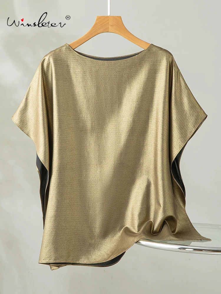 Winsleter-100%Real Silk Elegant T-shirt, Woman Batwing Sleeve O Neck, Office Lady Casual Loose Top, 2025 Autumn New T58669CC
Winsleter-100%Real Silk Elegant T-shirt, Woman Batwing Sleeve O Neck, Office Lady Casual Loose Top, 2025 Autumn New T58669CC
