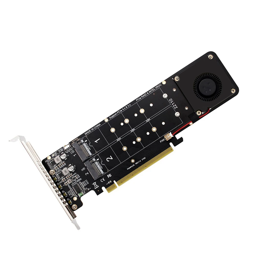 PCIeX16 To M.2 NVMe SSD Adapter Card M Key 4 NVME Expansion Card 4x32Gbps M2 NVME Extended Card Support M.2 SSD 2280/60/42/30