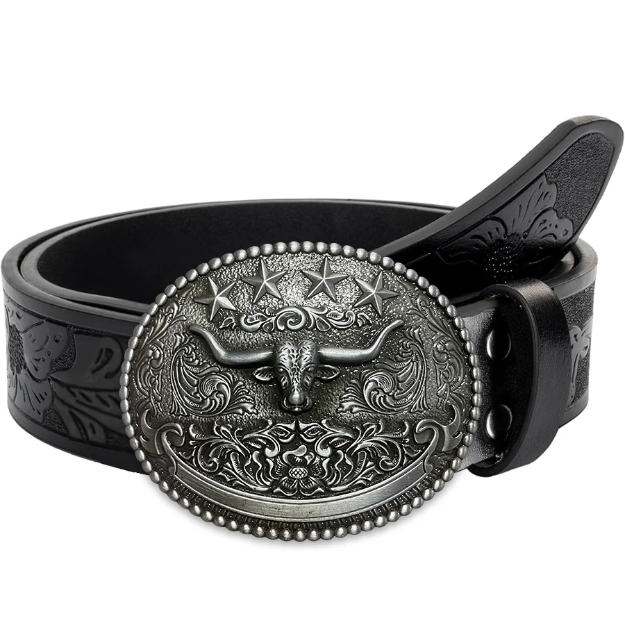 Silver Bull Head Belt Exquisite Carved Large Plate Buckle Alloy Buckle for Men and Women - Irregular Pattern Carved Flower Long
Silver Bull Head Belt Exquisite Carved Large Plate Buckle Alloy Buckle for Men and Women - Irregular Pattern Carved Flower Long