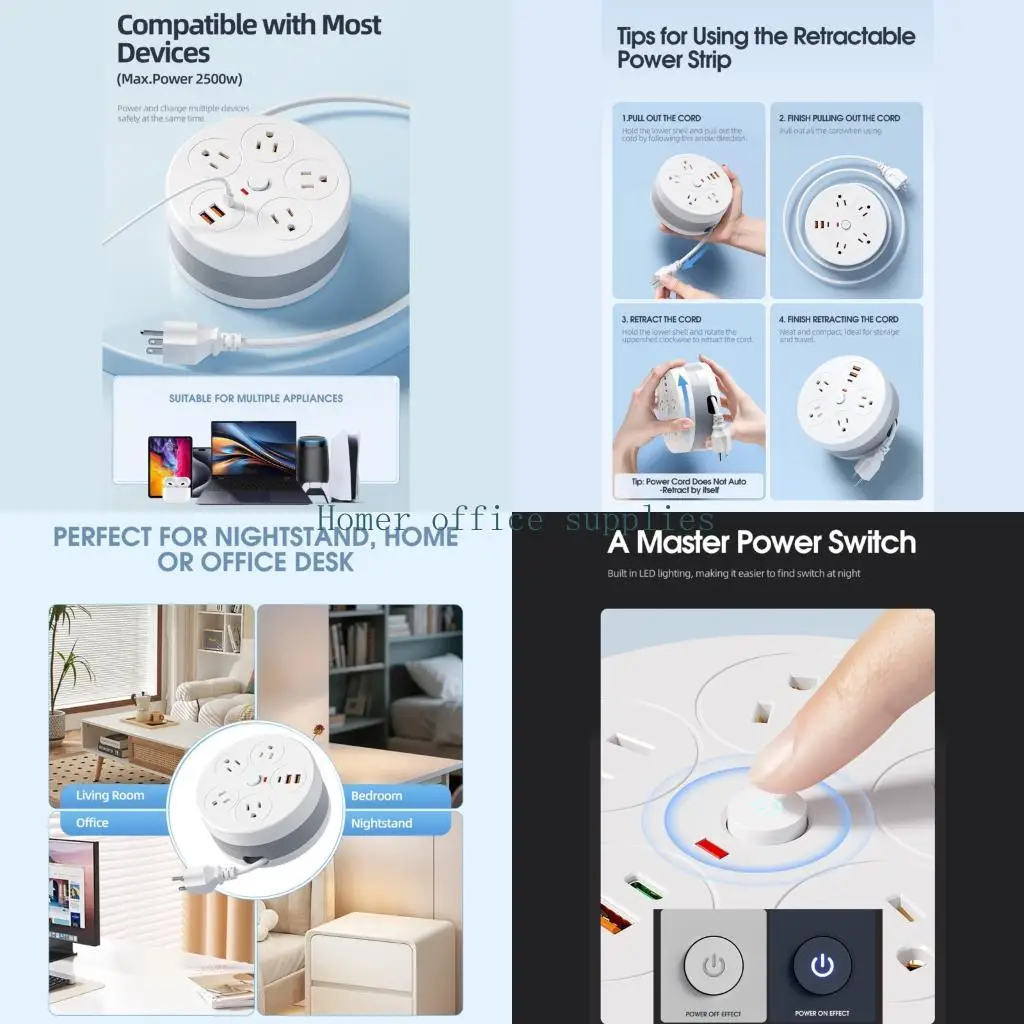 K43B Practical Round Power Socket With USB C & USB A Port And Retractable Cable Suitable For Various Setting
K43B Practical Round Power Socket With USB C & USB A Port And Retractable Cable Suitable For Various Setting