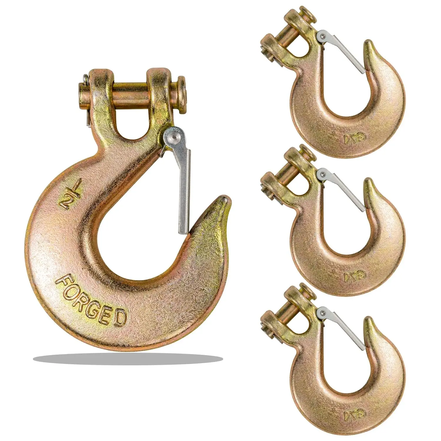 Комплект из 4 сверхмощных цепных крючков 1/2 дюйма с предохранительной защелкой, кованая сталь, ограничение нагрузки 22 карата для грузовика с прицепом
Комплект из 4 сверхмощных цепных крючков 1/2 дюйма с предохранительной защелкой, кованая сталь, ограничение нагрузки 22 карата для грузовика с прицепом