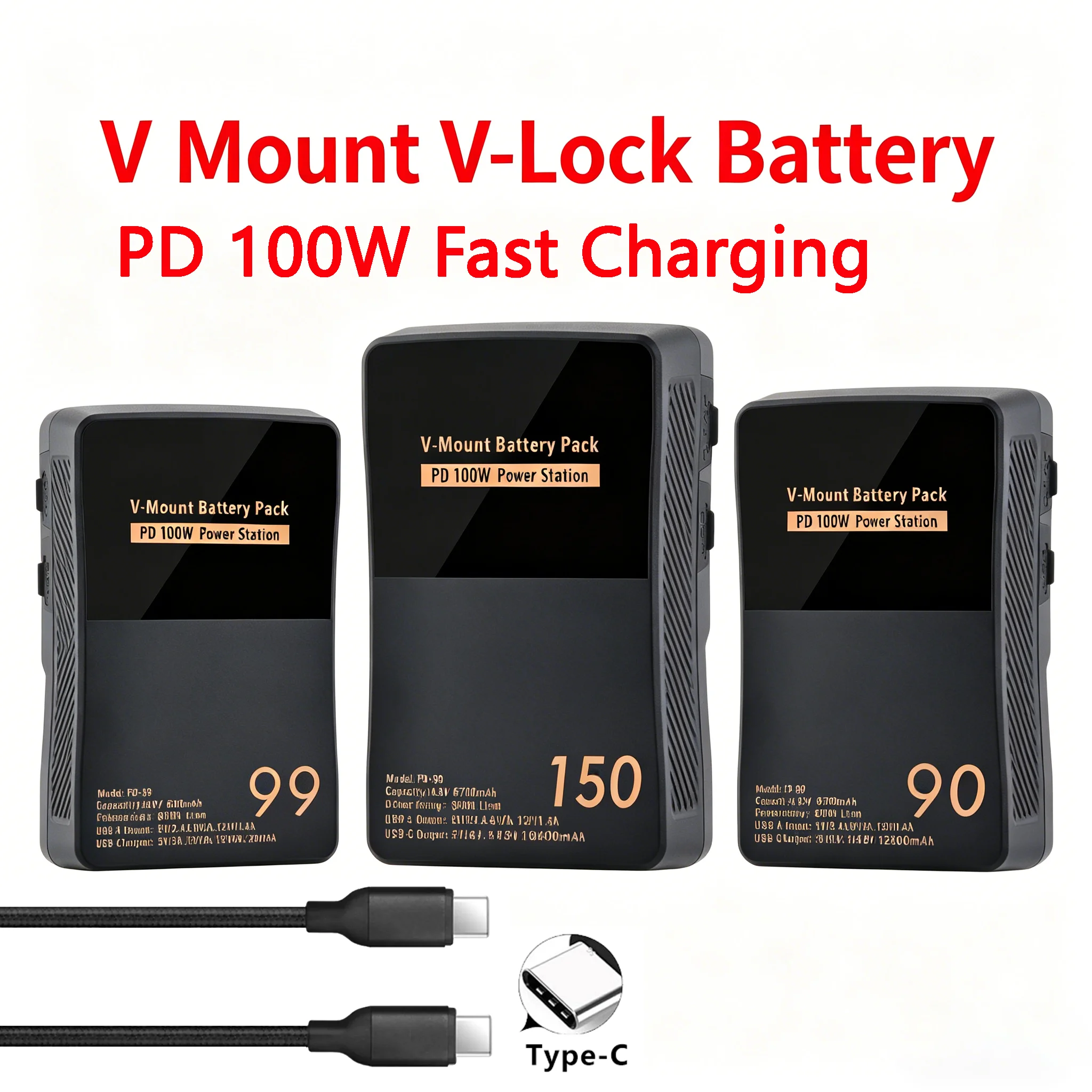 V Mount V-Lock PD-99/PD-150/PD-190 Battery +PD 100W Type-C Cable for Sony Camcorder Broadcast Video Light Blackmagic Battery
V Mount V-Lock PD-99/PD-150/PD-190 Battery +PD 100W Type-C Cable for Sony Camcorder Broadcast Video Light Blackmagic Battery