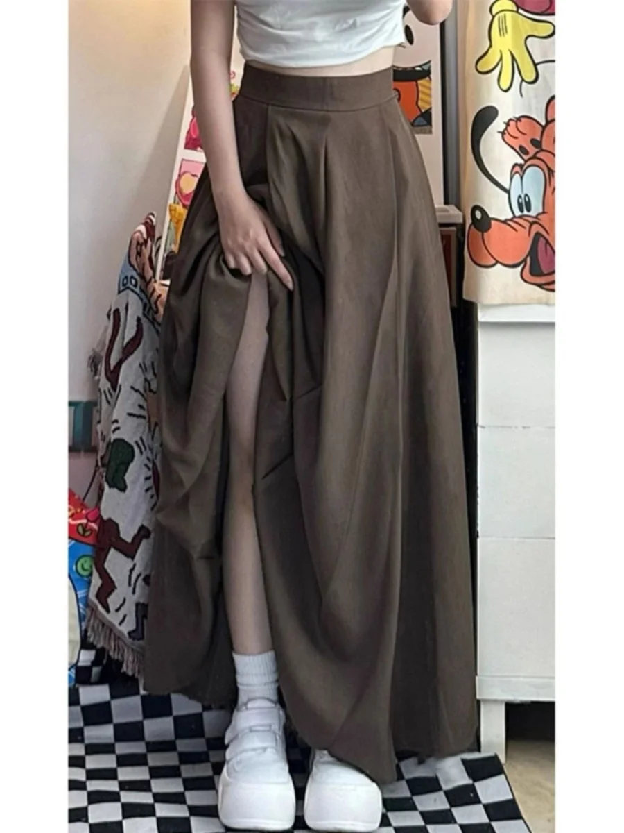 Brown A-Line Maxi Skirt for Pear Shaped plus Size Women High Waist Pleated Long to Ankle Super Long Style Commute Korean Version
Brown A-Line Maxi Skirt for Pear Shaped plus Size Women High Waist Pleated Long to Ankle Super Long Style Commute Korean Version
