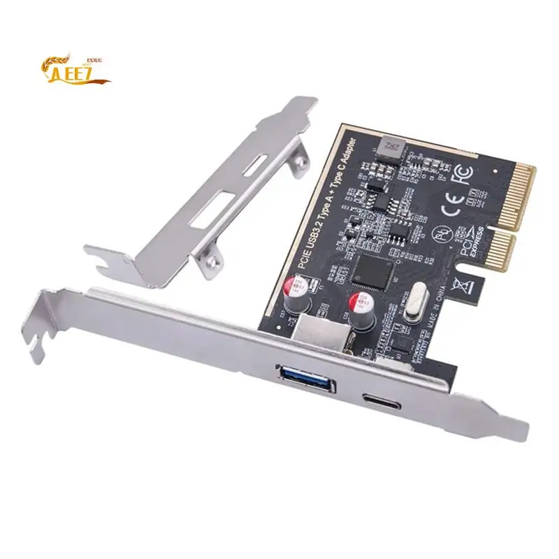 AEE7-PCIE USB 3.2 GEN2 10G + адаптер Type C 10G PCI Express X4 Плата расширения Riser ASM1142 Чип-контроллер для настольного компьютера 
AEE7-PCIE USB 3.2 GEN2 10G + адаптер Type C 10G PCI Express X4 Плата расширения Riser ASM1142 Чип-контроллер для настольного компьютера