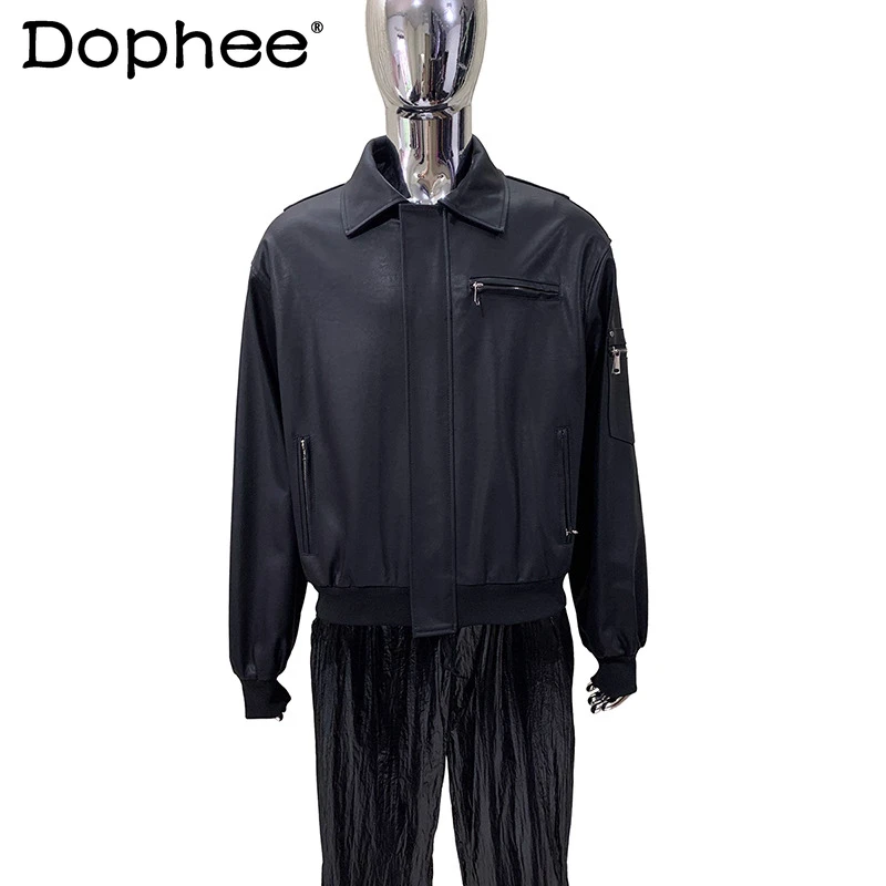 Trendy Faux Leather Jackets Men 2025 Autumn New Lapel Chic PU Leather Jackets Long Sleeve Handsome Multi Zipper Decoration Coats
Trendy Faux Leather Jackets Men 2025 Autumn New Lapel Chic PU Leather Jackets Long Sleeve Handsome Multi Zipper Decoration Coats