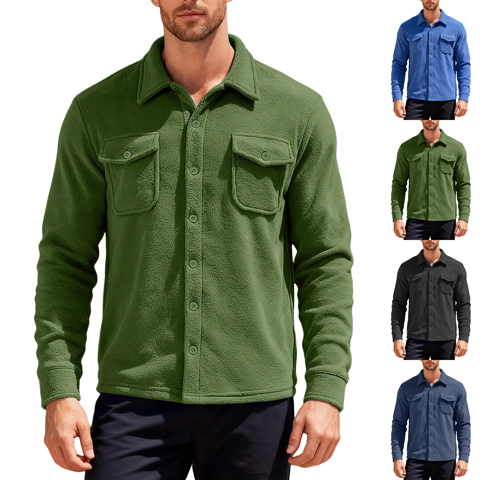 Мужская флисовая рубашка, осенне-зимняя модная куртка, повседневные рубашки на пуговицах с длинными рукавами, повседневная мужская рубашка с карманами
Мужская флисовая рубашка, осенне-зимняя модная куртка, повседневные рубашки на пуговицах с длинными рукавами, повседневная мужская рубашка с карманами