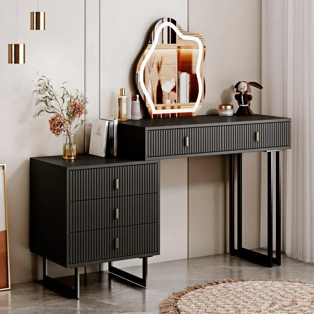 desk with mirror and lights,Small makeup vanity with drawers,Modern makeup table with Adjustable Cabinet for Bedroom
desk with mirror and lights,Small makeup vanity with drawers,Modern makeup table with Adjustable Cabinet for Bedroom