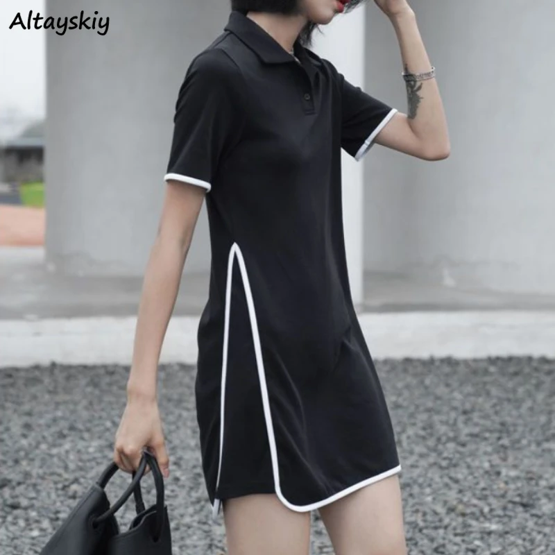 Short-sleeved Dresses Women Black Korean Style Turn-down Collar Design Unique All-match Trendy Summer Vestidos Chic Y2k Casual
Short-sleeved Dresses Women Black Korean Style Turn-down Collar Design Unique All-match Trendy Summer Vestidos Chic Y2k Casual