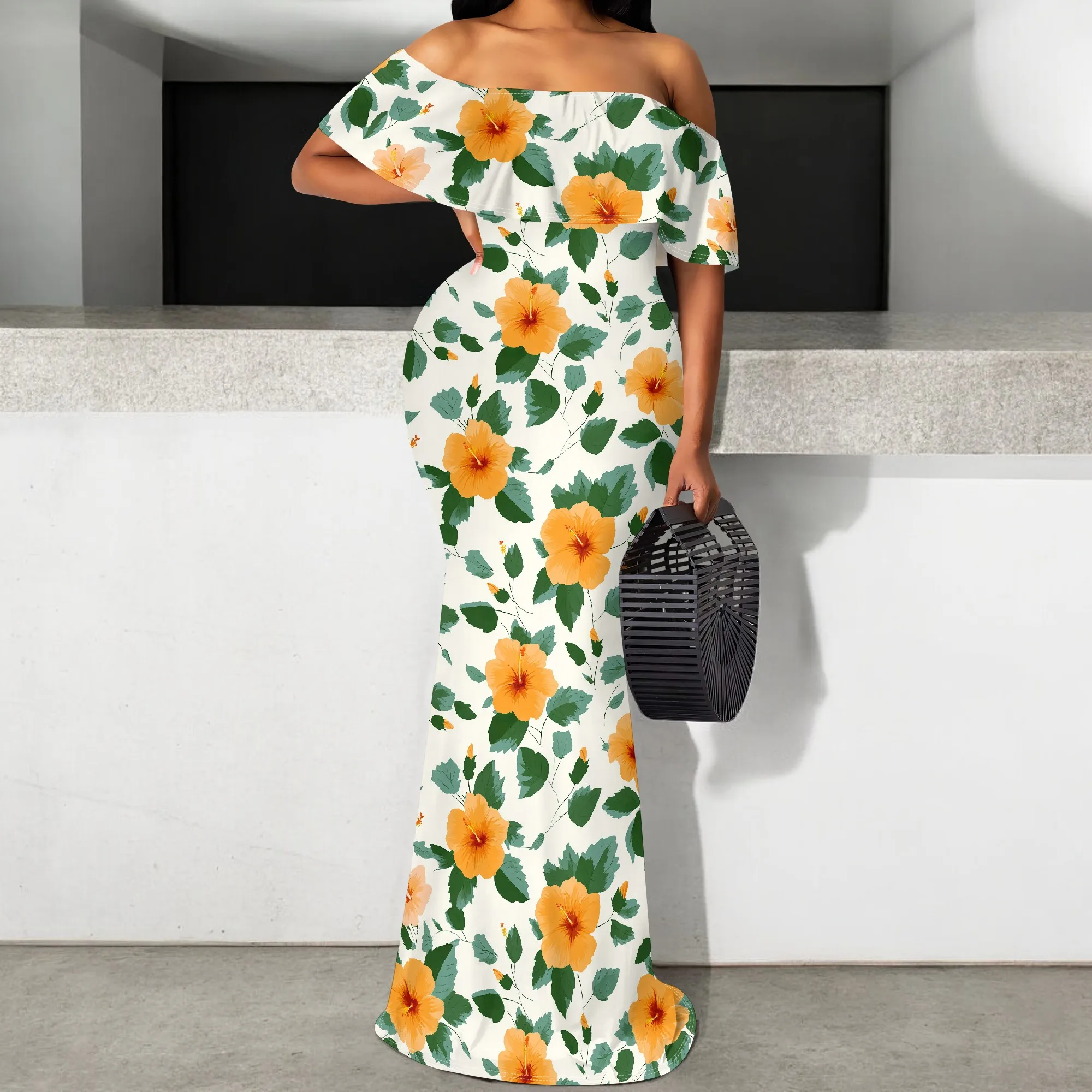 Tropical Hibiscus Floral Dress S-3XL Off Shoulder Mermaid Gown for Vacation or Juneteenth Celebration
Tropical Hibiscus Floral Dress S-3XL Off Shoulder Mermaid Gown for Vacation or Juneteenth Celebration