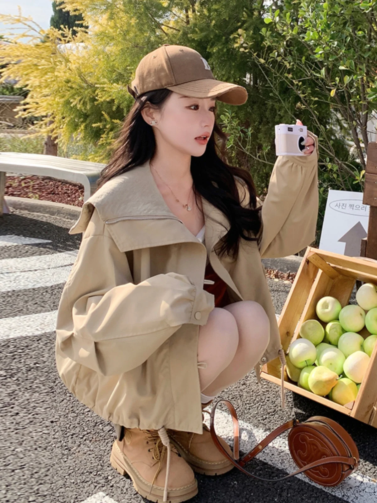 Khaki ort Navy Collar Jaet Women's Early Autumn Spring Casual Top Small Size Windbreaker Outerwear Commute Korean Sle
Khaki ort Navy Collar Jaet Women's Early Autumn Spring Casual Top Small Size Windbreaker Outerwear Commute Korean Sle