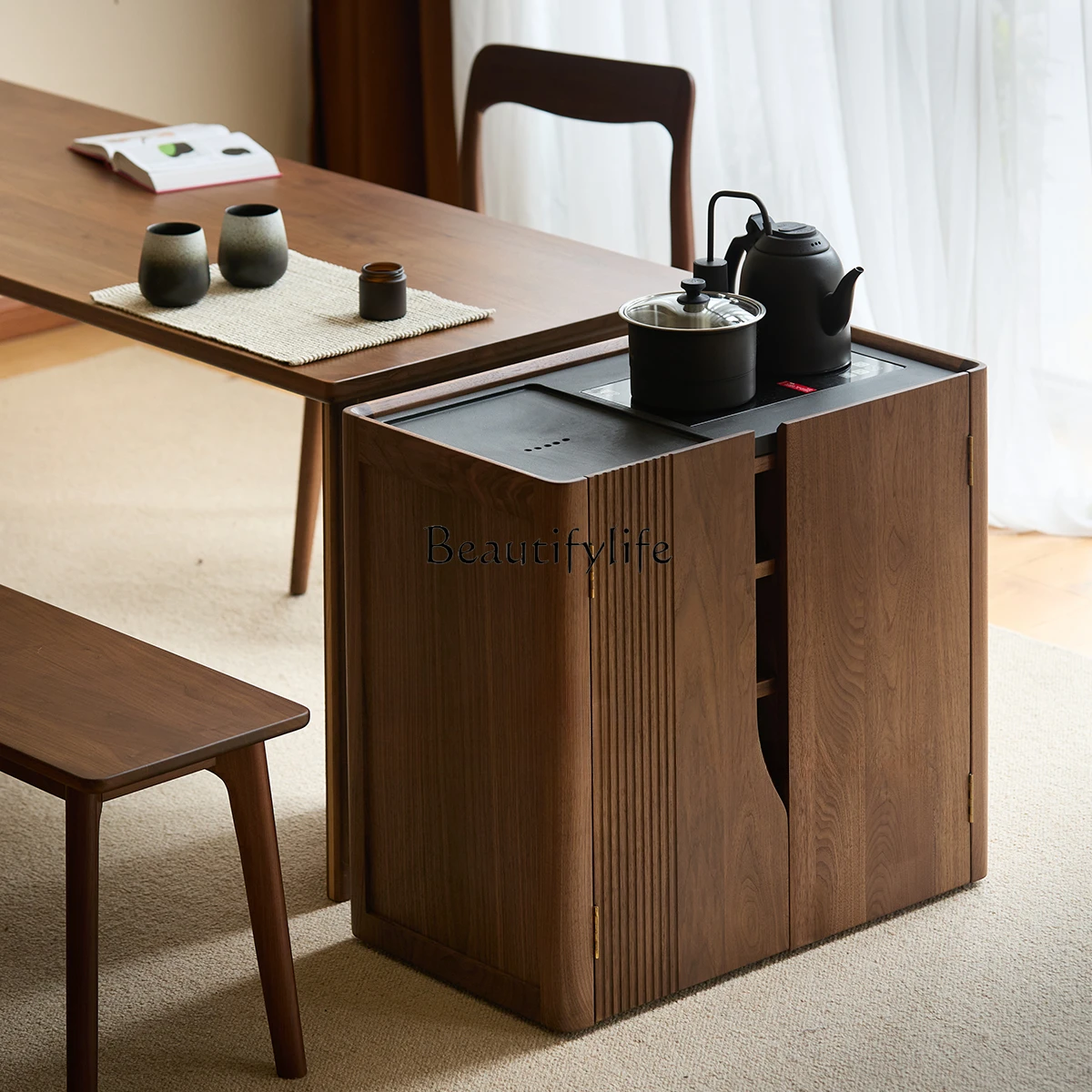 Solid wood mobile tea cabinet office black walnut tea side side cabinet living room
Solid wood mobile tea cabinet office black walnut tea side side cabinet living room