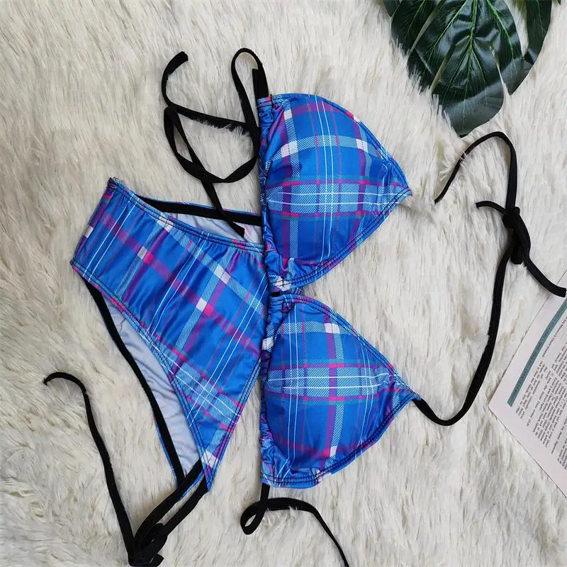 Blue Plaid Bikini Strap Classic Sexy Girl Swimming Costume Separate Swimwear for Hot Springs Women's Faionable Underwear
Blue Plaid Bikini Strap Classic Sexy Girl Swimming Costume Separate Swimwear for Hot Springs Women's Faionable Underwear
