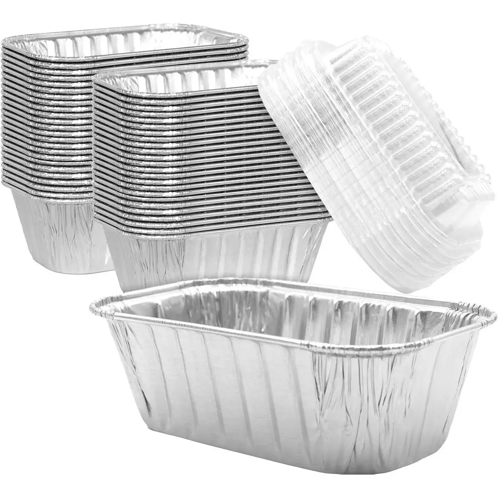 Set of 50 Premium Disposable Aluminum Foil Loaf Pans, 6x3.75in, with Lids - Ideal for Baking Bread, Meatloaf, or Cakes
Set of 50 Premium Disposable Aluminum Foil Loaf Pans, 6x3.75in, with Lids - Ideal for Baking Bread, Meatloaf, or Cakes