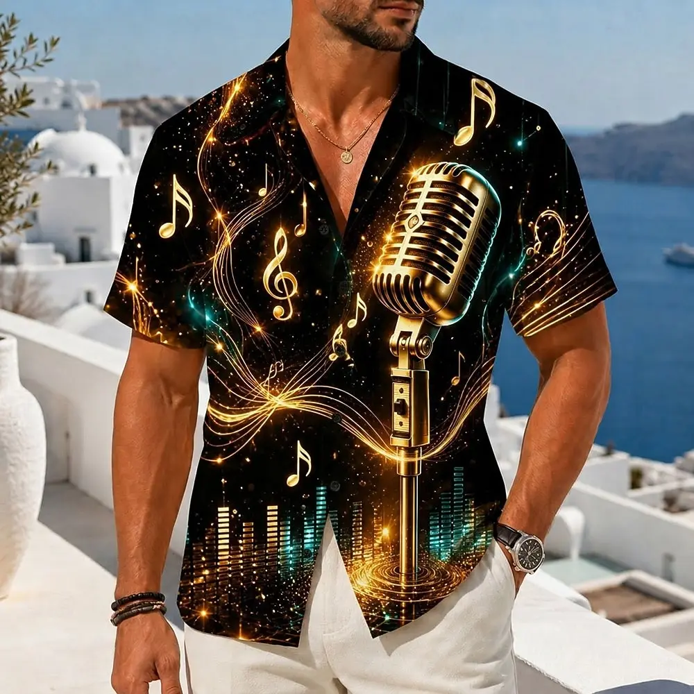 Men's Saxophone Musical 3D Print Cuban Collar Shirt, Vintage Button Up Tops for Spring Summer Music Festival Holiday Daily Wear
Men's Saxophone Musical 3D Print Cuban Collar Shirt, Vintage Button Up Tops for Spring Summer Music Festival Holiday Daily Wear